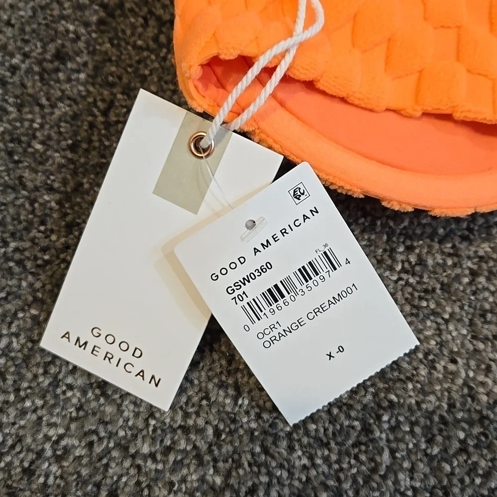 NWT Good American Women Orange Cream Bra Swim Bikini sz 0/XS